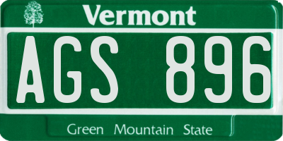 VT license plate AGS896