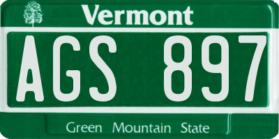 VT license plate AGS897