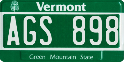 VT license plate AGS898