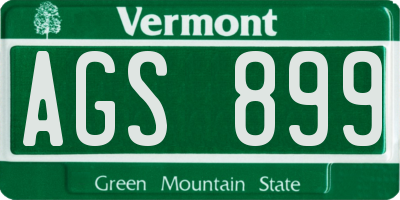 VT license plate AGS899