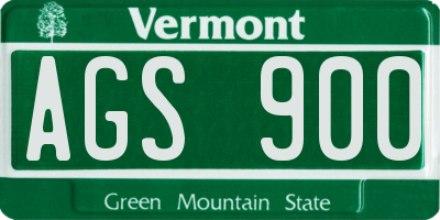 VT license plate AGS900