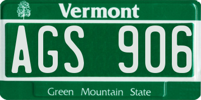 VT license plate AGS906