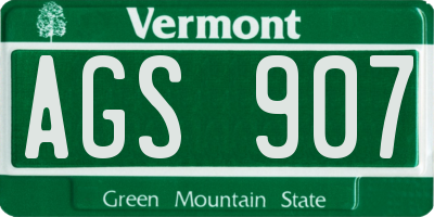 VT license plate AGS907