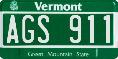 VT license plate AGS911