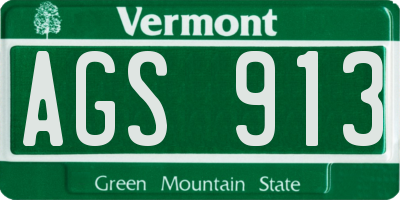 VT license plate AGS913