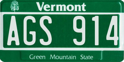 VT license plate AGS914
