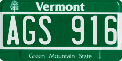 VT license plate AGS916