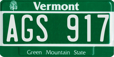 VT license plate AGS917