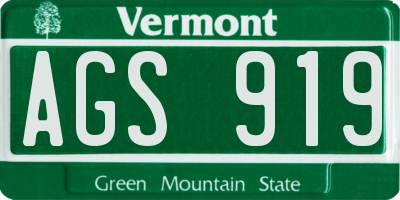 VT license plate AGS919