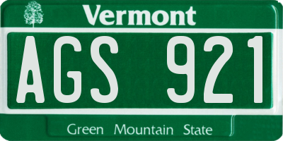 VT license plate AGS921