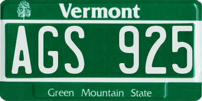 VT license plate AGS925