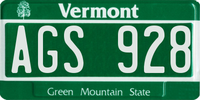 VT license plate AGS928