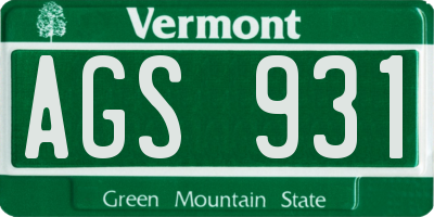 VT license plate AGS931