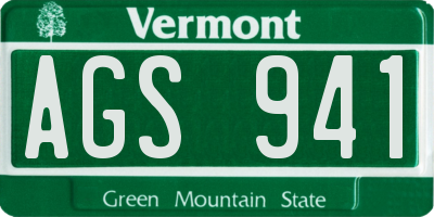 VT license plate AGS941