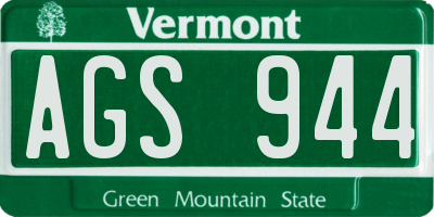 VT license plate AGS944