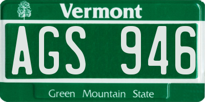 VT license plate AGS946