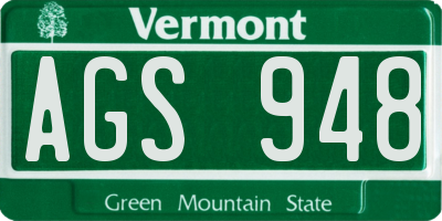 VT license plate AGS948