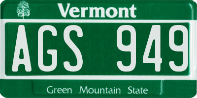 VT license plate AGS949