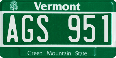 VT license plate AGS951