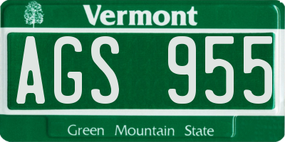 VT license plate AGS955