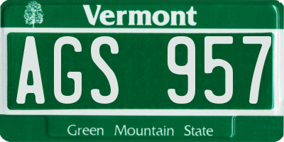 VT license plate AGS957
