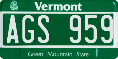 VT license plate AGS959