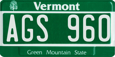 VT license plate AGS960