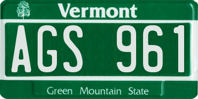 VT license plate AGS961