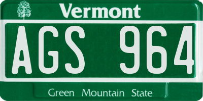 VT license plate AGS964