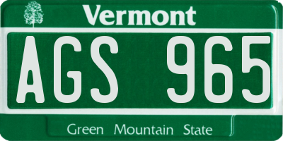 VT license plate AGS965