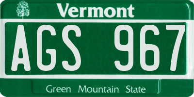 VT license plate AGS967