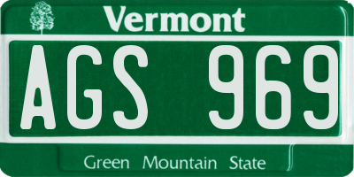 VT license plate AGS969