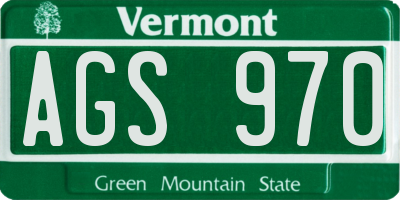 VT license plate AGS970