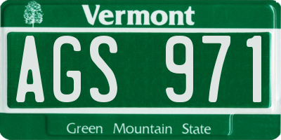 VT license plate AGS971