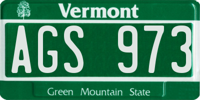VT license plate AGS973