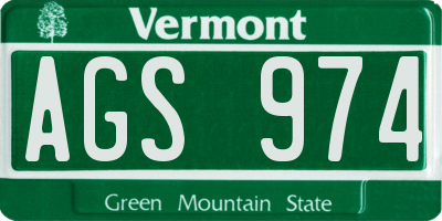 VT license plate AGS974