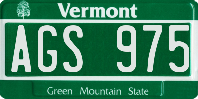 VT license plate AGS975