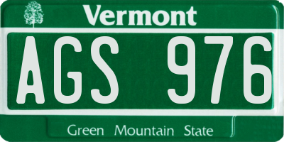 VT license plate AGS976