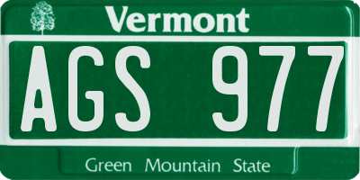 VT license plate AGS977