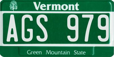 VT license plate AGS979