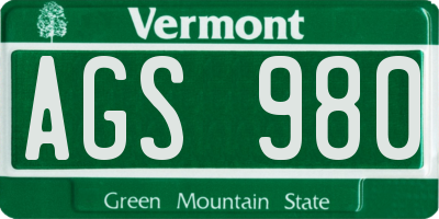 VT license plate AGS980