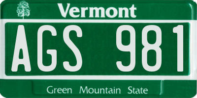 VT license plate AGS981