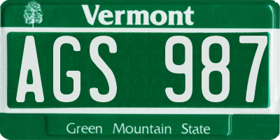 VT license plate AGS987