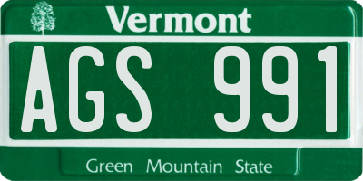 VT license plate AGS991