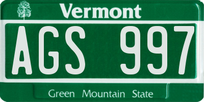 VT license plate AGS997