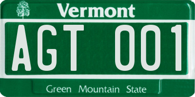 VT license plate AGT001