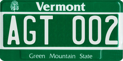 VT license plate AGT002