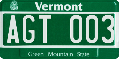 VT license plate AGT003