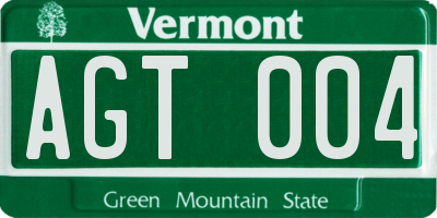 VT license plate AGT004