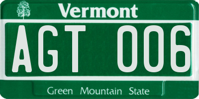 VT license plate AGT006